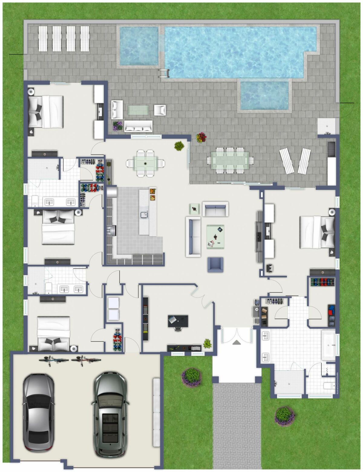 Sketch of the site plan of Villa Aesthetic in Cape Coral, Florida