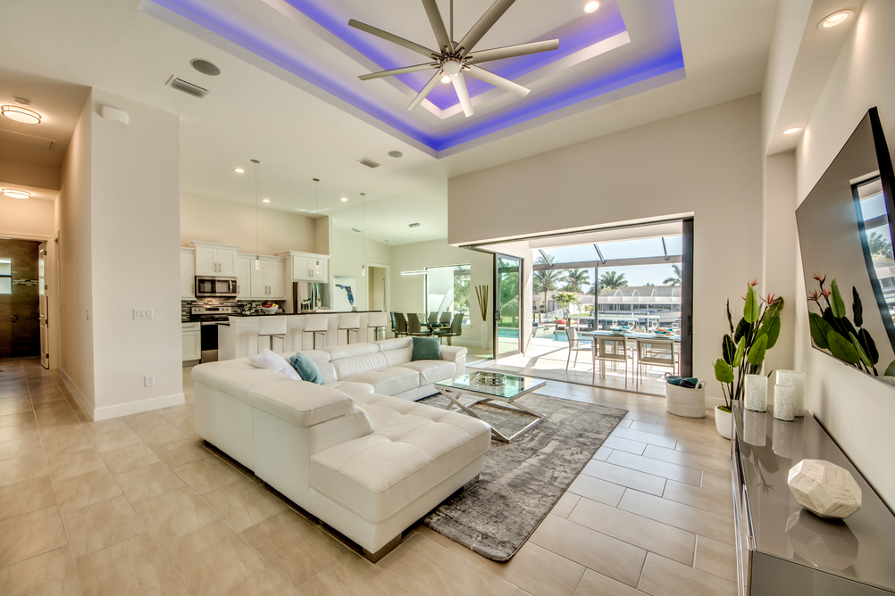Open kitchen and living area in Villa Aesthetic